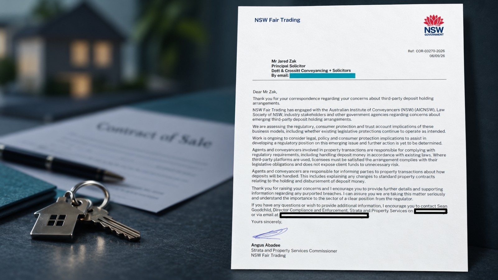 NSW Fair Trading warns agents as third-party deposit review continues