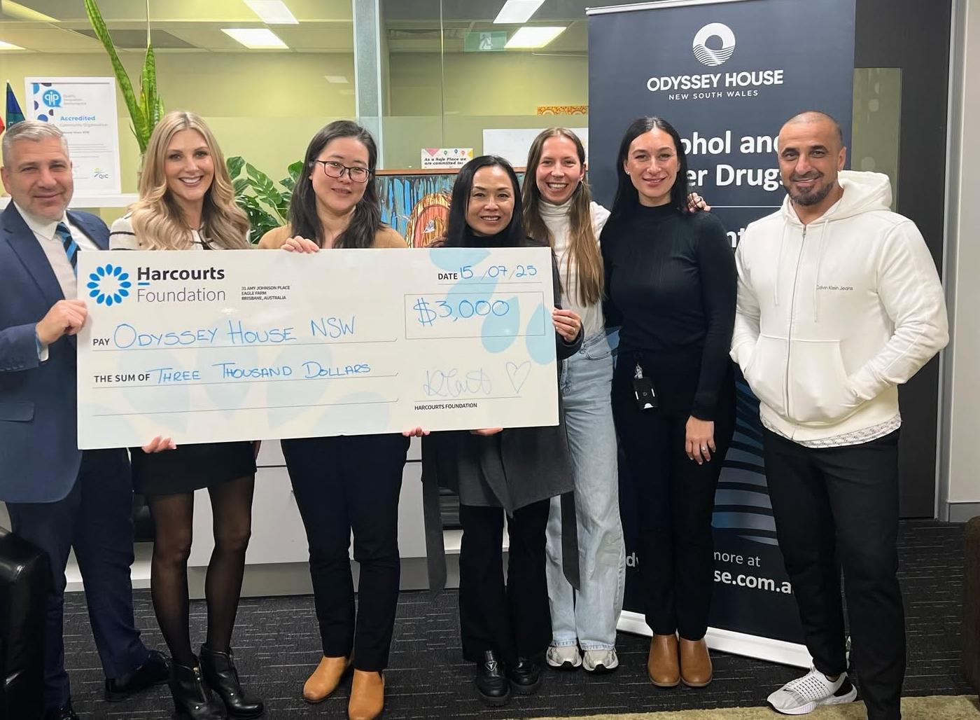 Harcourts NSW Donates $3,000 to Odyssey House NSW to Support Families in Recovery